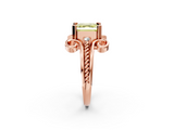 Rose gold Fancy Yellow Asscher  Solitaire Twisted Band Scroll Prong Ring_5
