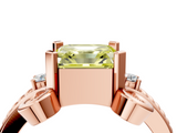 Rose gold Fancy Yellow Asscher  Solitaire Twisted Band Scroll Prong Ring_7
