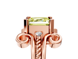 Rose gold Fancy Yellow Asscher  Solitaire Twisted Band Scroll Prong Ring_8