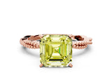 Rose gold Fancy Yellow Asscher  Solitaire Twisted Band with Bead Prong Setting_68