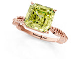 Rose gold Fancy Yellow Asscher  Solitaire Twisted Band with Bead Prong Setting_69