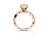 Rose gold Fancy Yellow Asscher  Solitaire Twisted Band with Bead Prong Setting_71