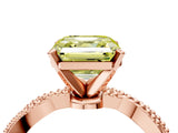 Rose gold Fancy Yellow Asscher  Solitaire Twisted Band with Bead Prong Setting_72