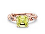 Rose gold Fancy Yellow Asscher  Solitaire Twisted Band with Pavé Accents and Four-Prong Setting_21
