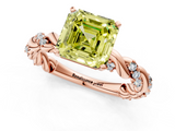 Rose gold Fancy Yellow Asscher  Solitaire Twisted Band with Pavé Accents and Four-Prong Setting_22