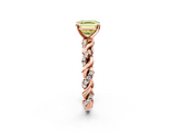Rose gold Fancy Yellow Asscher  Solitaire Twisted Band with Pavé Accents and Four-Prong Setting_23