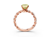 Rose gold Fancy Yellow Asscher  Solitaire Twisted Band with Pavé Accents and Four-Prong Setting_24
