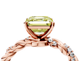 Rose gold Fancy Yellow Asscher  Solitaire Twisted Band with Pavé Accents and Four-Prong Setting_25