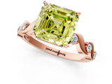 Rose gold Fancy Yellow Asscher  Solitaire Twisted Band with Prong Setting 1