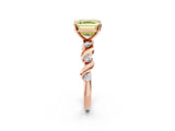 Rose gold Fancy Yellow Asscher  Solitaire Twisted Band with Prong Setting 2