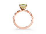 Rose gold Fancy Yellow Asscher  Solitaire Twisted Band with Prong Setting 3