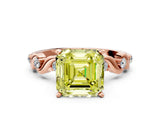 Rose gold Fancy Yellow Asscher  Solitaire Twisted Band with Prong Setting