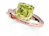 Rose gold Fancy Yellow Asscher  Solitaire Twisted Pave Diamond Ring with Four-Prong Setting_13