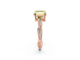 Rose gold Fancy Yellow Asscher  Solitaire Twisted Pave Diamond Ring with Four-Prong Setting_14