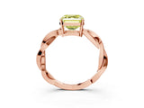 Rose gold Fancy Yellow Asscher  Solitaire Twisted Pave Diamond Ring with Four-Prong Setting_15