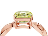 Rose gold Fancy Yellow Asscher  Solitaire Twisted Pave Diamond Ring with Four-Prong Setting_16