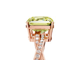 Rose gold Fancy Yellow Asscher  Solitaire Twisted Pave Diamond Ring with Four-Prong Setting_17