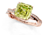 Rose gold Fancy Yellow Asscher  Solitaire Twisted Pave Diamond Ring with Four-Prong Setting_93
