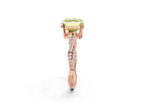 Rose gold Fancy Yellow Asscher  Solitaire Twisted Pave Diamond Ring with Four-Prong Setting_94