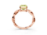 Rose gold Fancy Yellow Asscher  Solitaire Twisted Pave Diamond Ring with Four-Prong Setting_95