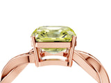 Rose gold Fancy Yellow Asscher  Solitaire Twisted Pave Diamond Ring with Four-Prong Setting_96
