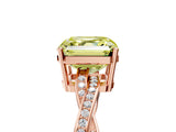 Rose gold Fancy Yellow Asscher  Solitaire Twisted Pave Diamond Ring with Four-Prong Setting_97