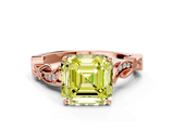 Rose gold Fancy Yellow Asscher  Solitaire Vine Band with Milgrain Prong Setting_3