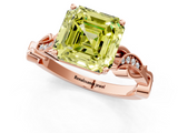 Rose gold Fancy Yellow Asscher  Solitaire Vine Band with Milgrain Prong Setting_4