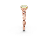 Rose gold Fancy Yellow Asscher  Solitaire Vine Band with Milgrain Prong Setting_5
