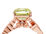 Rose gold Fancy Yellow Asscher  Solitaire Vine Band with Milgrain Prong Setting_7