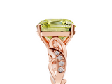 Rose gold Fancy Yellow Asscher  Solitaire Vine Band with Milgrain Prong Setting_8