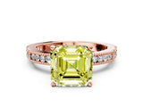 Rose gold Fancy Yellow Asscher  Solitaire with Pavé Band and Four-Prong Setting_52
