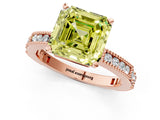 Rose gold Fancy Yellow Asscher  Solitaire with Pavé Band and Four-Prong Setting_53
