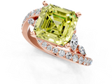 Rose gold Fancy Yellow Asscher  Solitaire with Pavé Twist Band and Four-Prong Setting_1