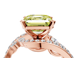 Rose gold Fancy Yellow Asscher  Solitaire with Pavé Twist Band and Four-Prong Setting_4