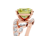 Rose gold Fancy Yellow Asscher  Solitaire with Pavé Twist Band and Four-Prong Setting_5