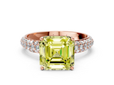 Rose gold Fancy Yellow Asscher  Solitaire with Pave Band and Four-Prong Setting_21