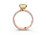 Rose gold Fancy Yellow Asscher  Solitaire with Pave Band and Four-Prong Setting_24