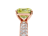 Rose gold Fancy Yellow Asscher  Solitaire with Pave Band and Four-Prong Setting_26
