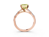Rose gold Fancy Yellow Asscher  Solitaire with Side Baguettes and Channel Set Band_3