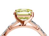 Rose gold Fancy Yellow Asscher  Solitaire with Side Baguettes and Channel Set Band_4