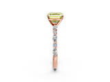 Rose gold Fancy Yellow Asscher  Solitaire with Side Stones on a Pavé Band and Four-Prong Setting_2
