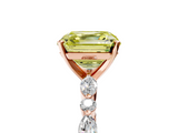 Rose gold Fancy Yellow Asscher  Solitaire with Side Stones on a Pavé Band and Four-Prong Setting_5