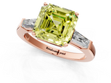 Rose gold Fancy Yellow Asscher  Solitaire with Tapered Baguette Side Stones on a Classic Band with Four-Prong Setting_1