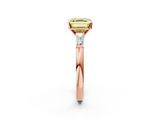 Rose gold Fancy Yellow Asscher  Solitaire with Tapered Baguette Side Stones on a Classic Band with Four-Prong Setting_2