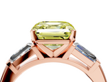 Rose gold Fancy Yellow Asscher  Solitaire with Tapered Baguette Side Stones on a Classic Band with Four-Prong Setting_4