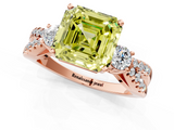 Rose gold Fancy Yellow Asscher  Three-Stone Diamond Ring with Pavé Split Shank and Four-Prong Setting_17