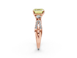 Rose gold Fancy Yellow Asscher  Three-Stone Diamond Ring with Pavé Split Shank and Four-Prong Setting_18