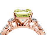 Rose gold Fancy Yellow Asscher  Three-Stone Diamond Ring with Pavé Split Shank and Four-Prong Setting_20