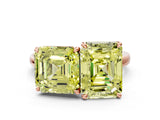 Rose gold Fancy Yellow Asscher  and Emerald Cut Toi Moi Ring with Prong Setting_51